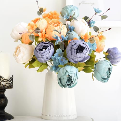 FiveSeasonStuff Vintage Artificial Peonies Silk Flowers and Hydrangeas for Wedding Bridal Home Décor – Beautiful Floral Centerpiece Arrangement Decoration with 2 Bouquets (Vintage Peaceful) - Image 5
