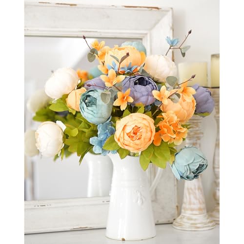 FiveSeasonStuff Vintage Artificial Peonies Silk Flowers and Hydrangeas for Wedding Bridal Home Décor – Beautiful Floral Centerpiece Arrangement Decoration with 2 Bouquets (Vintage Peaceful) - Image 2