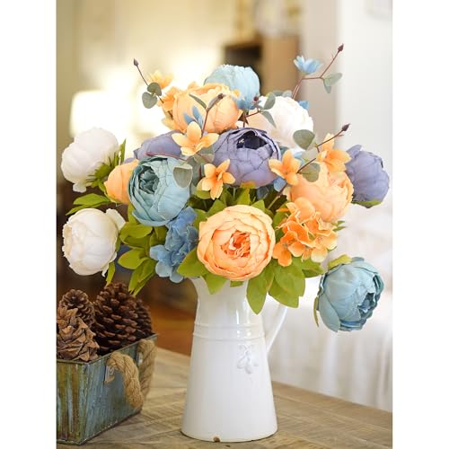 FiveSeasonStuff Vintage Artificial Peonies Silk Flowers and Hydrangeas for Wedding Bridal Home Décor – Beautiful Floral Centerpiece Arrangement Decoration with 2 Bouquets (Vintage Peaceful) - Image 3