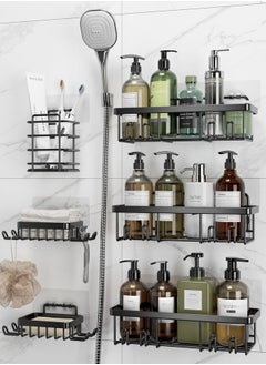 ELFSA Stainless Steel Shower Caddy 6-Pack, Adhesive Rustproof Shelves Rack with Soap Holder, Large Capacity Bathroom Organizers and Storage, No Drilling Wall-Mounted Kitchen & Home Decor, Bath Decor  - Image 1