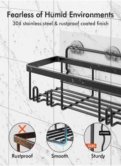 ELFSA Stainless Steel Shower Caddy 6-Pack, Adhesive Rustproof Shelves Rack with Soap Holder, Large Capacity Bathroom Organizers and Storage, No Drilling Wall-Mounted Kitchen & Home Decor, Bath Decor  - Image 4
