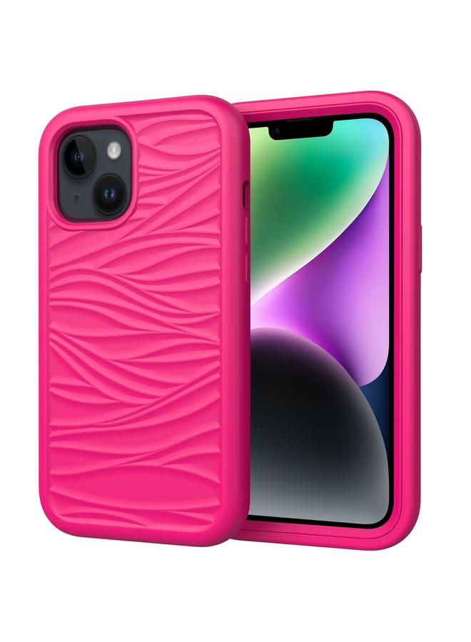 إيروريكس جراب لهاتف iPhone 15 Plus بنمط موجة 3 في 1 مصنوع من السيليكون + جراب هاتف من الكمبيوتر الشخصي - Image 1