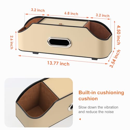 Sancaral Car Rear Backseat Extra Multifunctional Drink Cup Holder Organizers With Tissue Storage Box Organizer & Hooks For Car Seat Back.Beige - Image 4