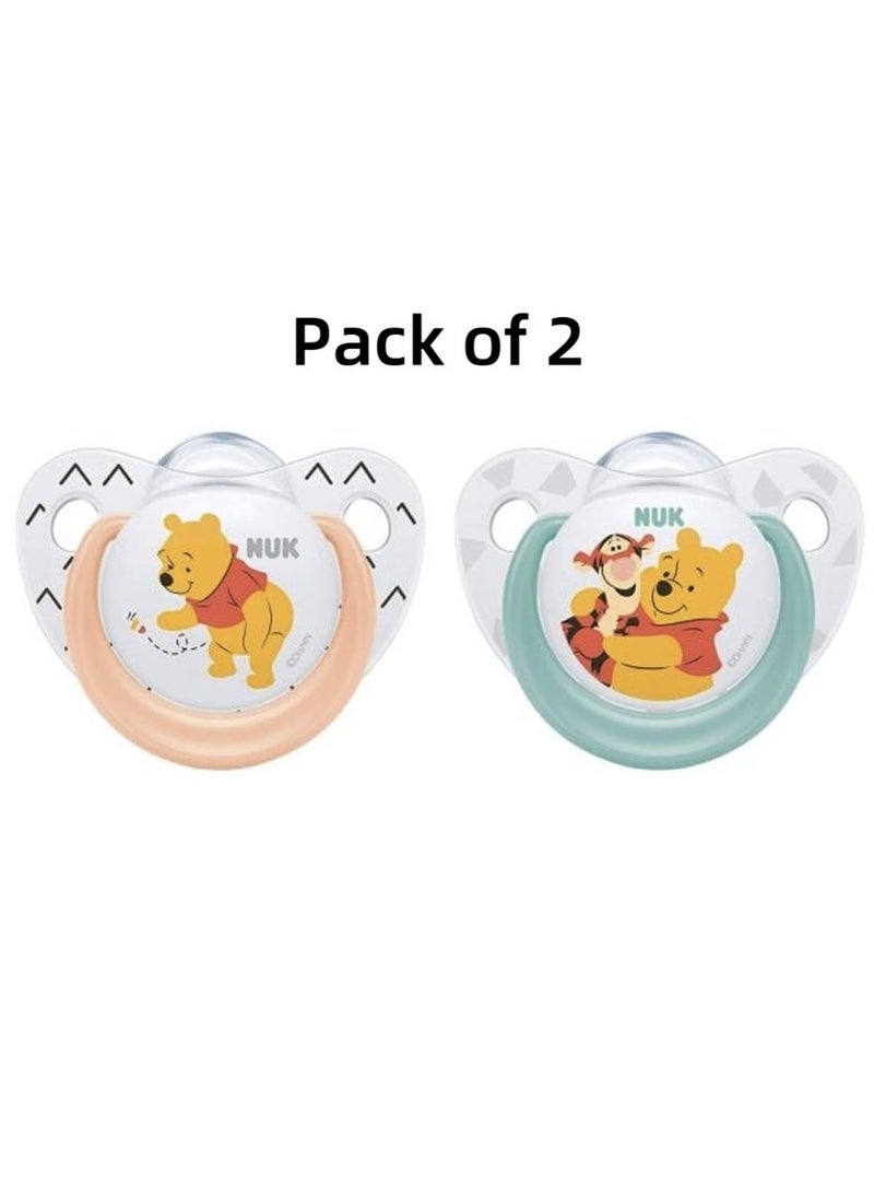 Nuk Winnie Orange&Winnie Blue silicone pacifier for 0-6 months 2-Piece - Image 1