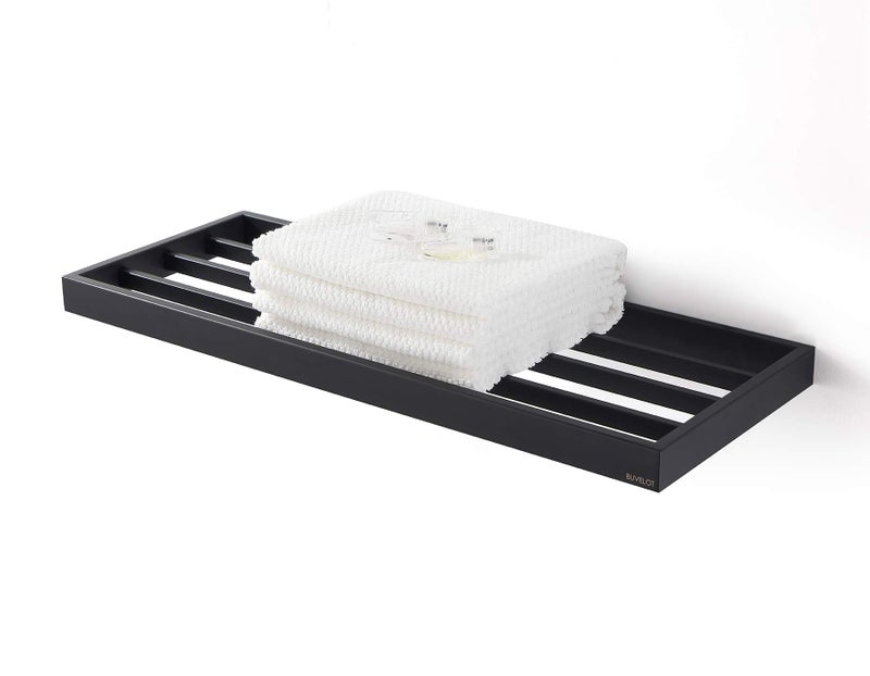 BUVELOT Lavatory Bath Towel Shelf,Minimalist Towel Rack for Bathroom,Wall Mounted and Modern Hotel Style with Towel Bar,Towel Holder 24Inch, Matte Black, 073090-MB Ler Series - Image 1