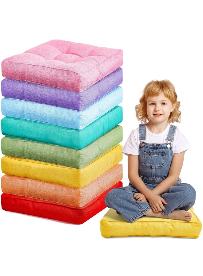 8 Pcs Floor Cushions, 3.5'' Thick Floor Pillows Flexible Seating Cushions Flexible Seating, Classroom Furniture Meditation Seat Pillows for Home Nursery Yoga Decor(Rainbow Color, Square) - Image 1