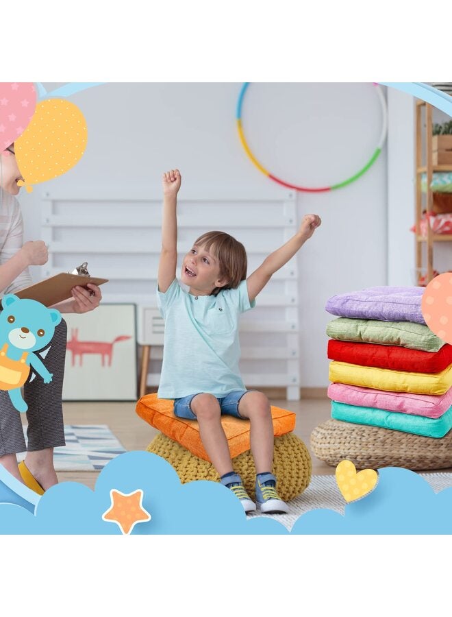 8 Pcs Floor Cushions, 3.5'' Thick Floor Pillows Flexible Seating Cushions Flexible Seating, Classroom Furniture Meditation Seat Pillows for Home Nursery Yoga Decor(Rainbow Color, Square) - Image 5