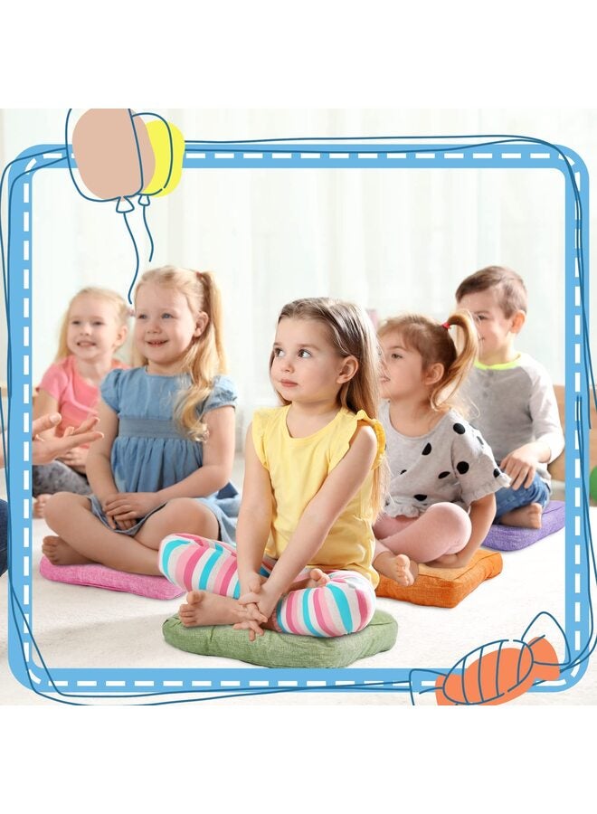 8 Pcs Floor Cushions, 3.5'' Thick Floor Pillows Flexible Seating Cushions Flexible Seating, Classroom Furniture Meditation Seat Pillows for Home Nursery Yoga Decor(Rainbow Color, Square) - Image 4