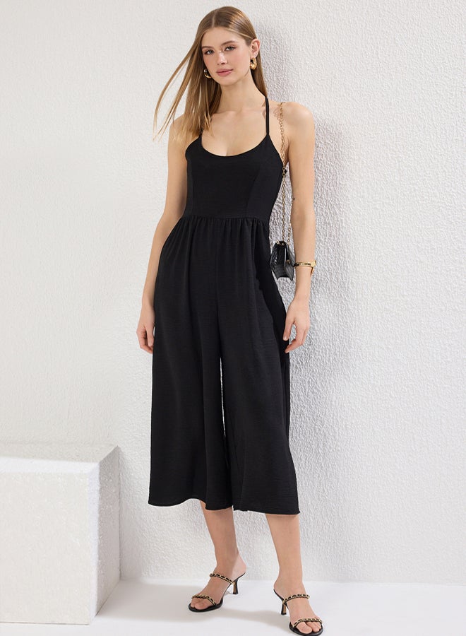 trendyol Black Wide Leg Woven Overalls - Image 1
