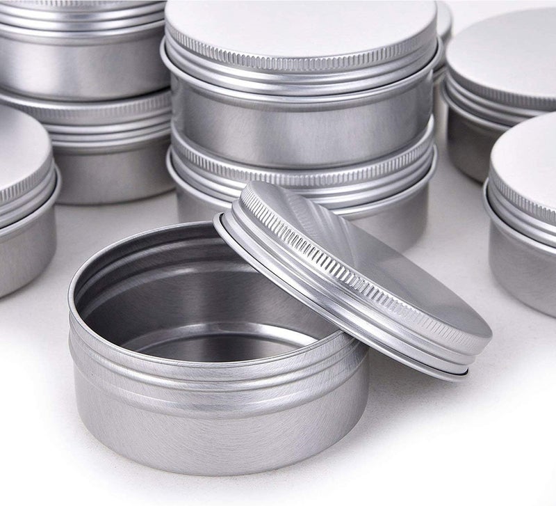 Hulless 2 Ounce Aluminum Tin Jar Refillable Containers 60 ml Aluminum Screw Lid Round Tin Container Bottle for Cosmetic,Lip Balm, Cream, 24 Pack - Image 4