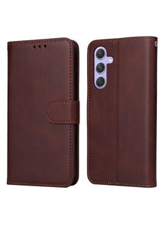 Case Cover For Samsung Galaxy M54 5G Classic Calf Texture Flip Leather Phone Case Brown