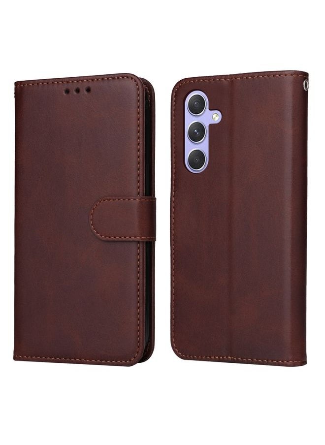 Generic - Case Cover For Samsung Galaxy M54 5G Classic Calf Texture Flip Leather Phone Case Brown - Image 1