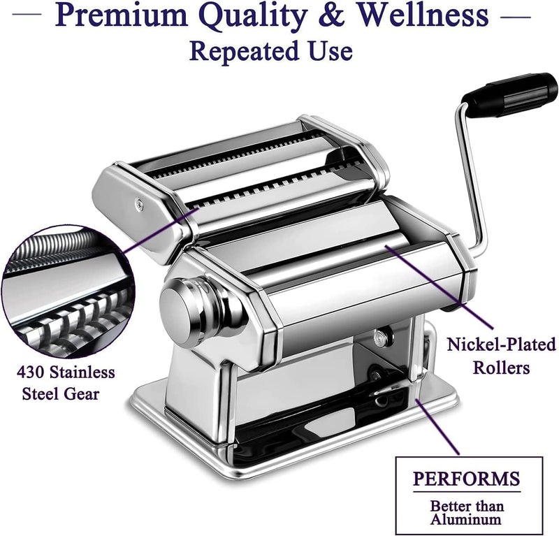 KUNYA 150 Roller Pasta Machine, 7 Adjustable Thickness Settings Noodles Roller with 2-in-1 Noodles Maker with Rollers and Cutter, Perfect for Spaghetti,Fettuccini, Lasagna or Dumpling Skins - Image 2