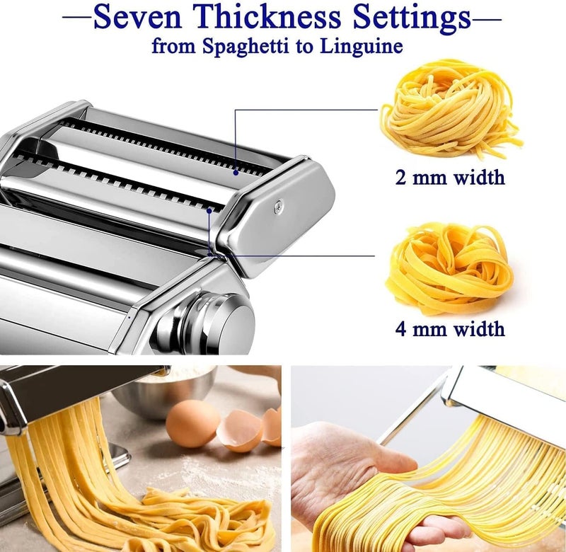 KUNYA 150 Roller Pasta Machine, 7 Adjustable Thickness Settings Noodles Roller with 2-in-1 Noodles Maker with Rollers and Cutter, Perfect for Spaghetti,Fettuccini, Lasagna or Dumpling Skins - Image 3