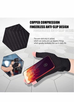 Generic Copper Fiber Pressure Gloves,Copper Wrist Support Brace Fingerless Glove with Adjustable Strap, for Men and Women Sports and Fitness Non-slip Half-knuckle Training Gloves Copper Ion Wrist  - Image 5