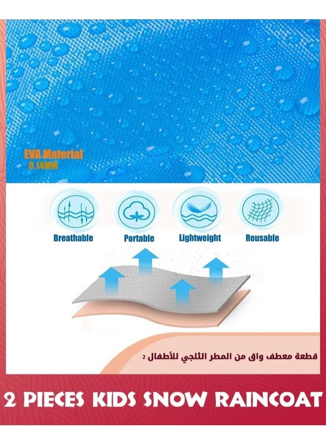 معطف المطر للأطفال,2 جهاز كمبيوتر شخصي للأطفال مقاومة للماء سميكة المطر بونشو للأطفال,معطف المطر الطارئة القابلة لإعادة الاستخدام للفتيان والبنات,سترة المطر للأطفال الثلج مع الغطاء والخيط,سترة المطر إيفا المحمولة,أبيض,, - Image 3