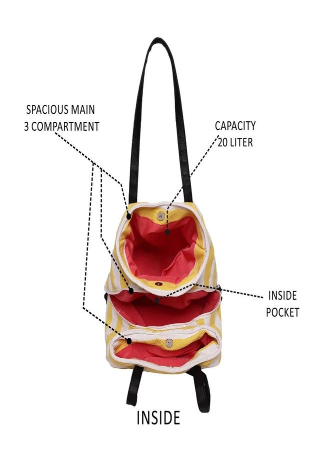 ASTRID Multicompartment Bag For Women And Girls With Extra Strong Zipper. (yellow) - Image 2