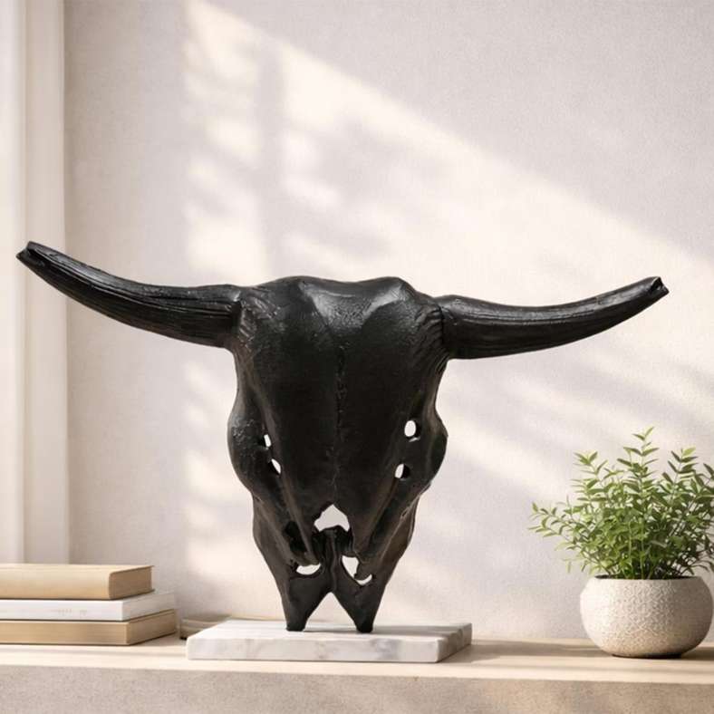 Pan Home Tyrion Metal Bull Sculpture - Black - Image 1