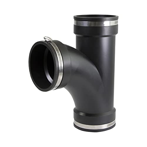 SUPPLYGIANT Supply Giant 6I7J Flexible Tee Coupling with Stainless Steel Clamps, 4.5" Inner Diameter for 4" Nominal Pipe, Black - Image 1