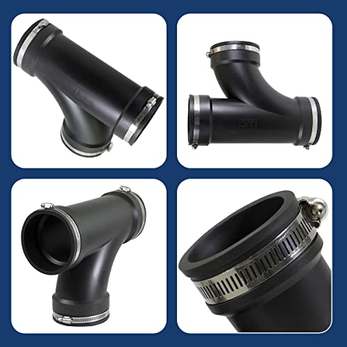 SUPPLYGIANT Supply Giant 6I7J Flexible Tee Coupling with Stainless Steel Clamps, 4.5" Inner Diameter for 4" Nominal Pipe, Black - Image 4