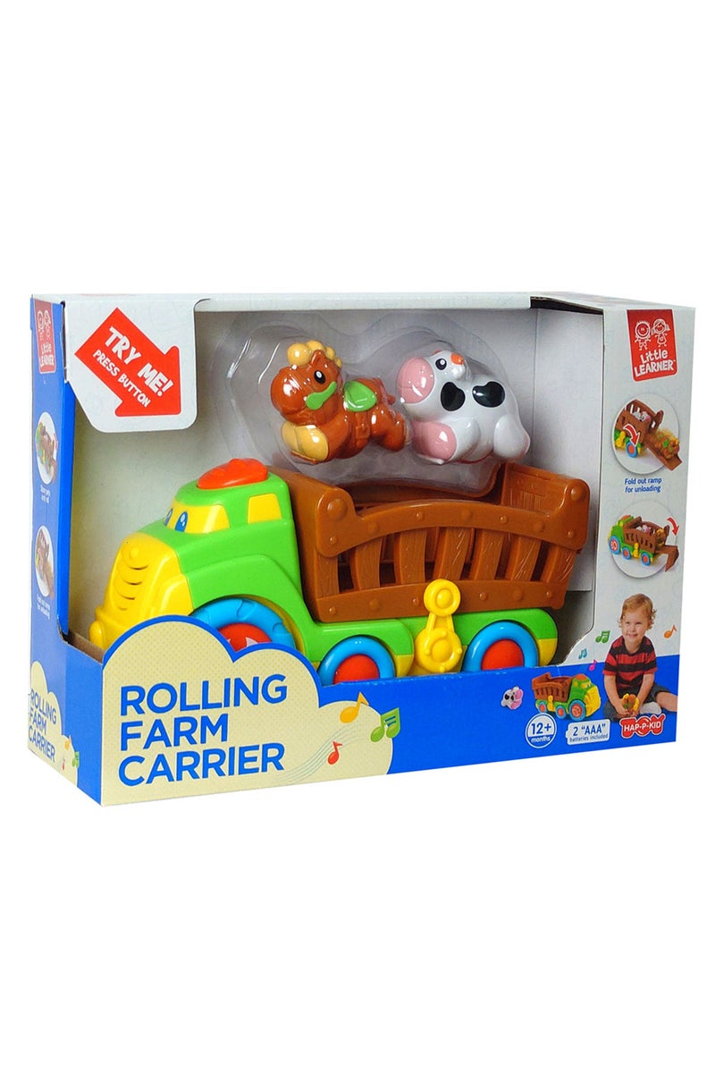 Little Learners Rolling Farm Carrier - Electronic Sounds, Fold-Out Ramp, Includes 2 Animals, 12M+ - Image 3