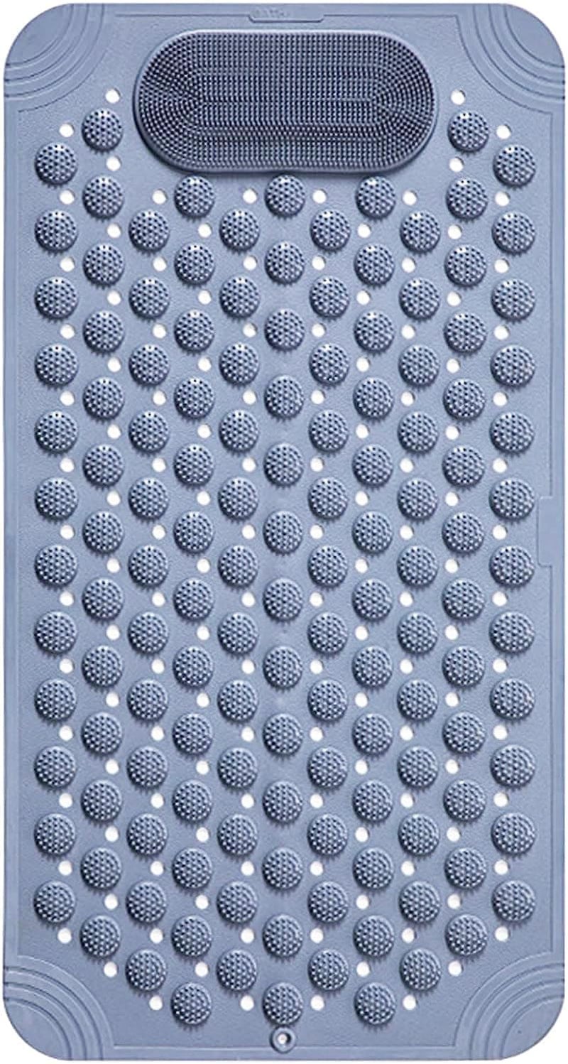 NIRGUN EMPEX Premium Bath Mat with Builtin Foot Scrubber NonSlip Shower Mat for Exfoliating Massage EcoFriendly MoldResistant 1 Grey - Image 1
