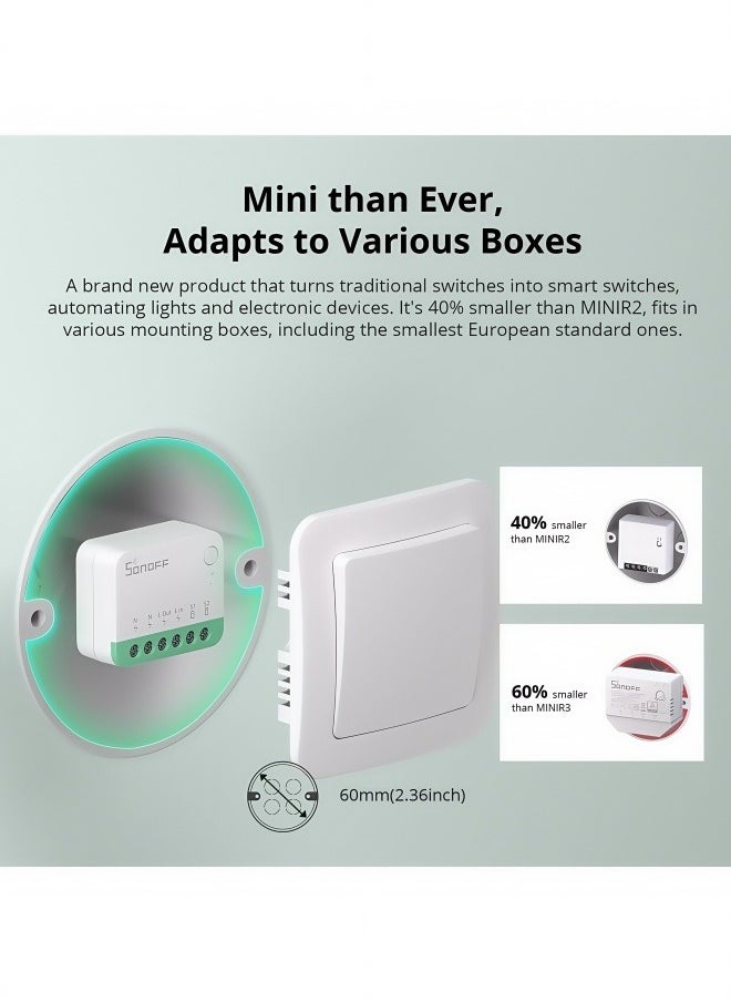 سونوف - مفتاح ذكي MINIR4M 10A، وحدة DIY عالمية لحل أتمتة المنزل الذكي، تتوافق مع أليكسا وجوجل هوم، عبوة واحدة - Image 1