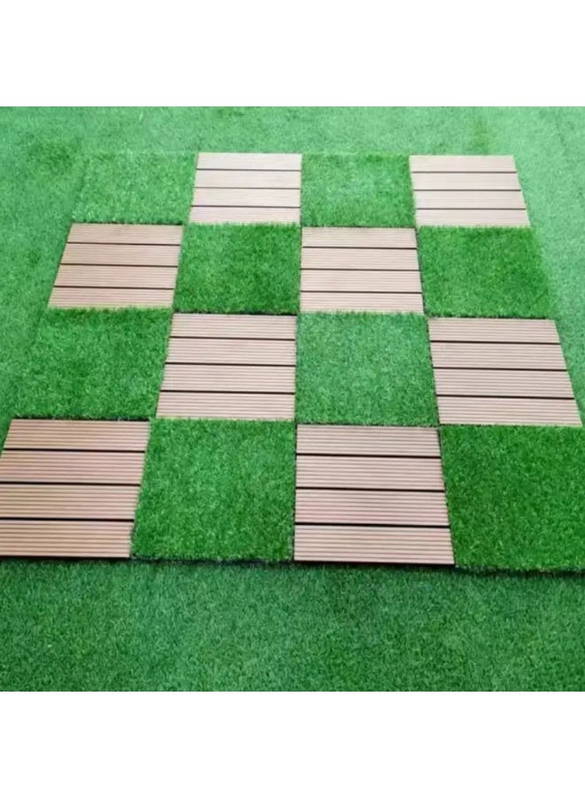 طعم المنزل بلاط عشب صناعي متشابك - سجادات عشب صناعية قابلة للتركيب السريع، مقاس 30×30 سم، آمنة للحيوانات الأليفة والأطفال، ذاتية التصريف، عشب صناعي واقعي للفناء والشرفة والاستخدام الداخلي والخارجي. - Image 5