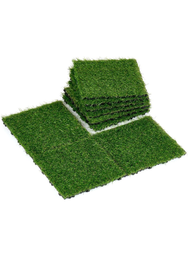 طعم المنزل بلاط عشب صناعي متشابك - سجادات عشب صناعية قابلة للتركيب السريع، مقاس 30×30 سم، آمنة للحيوانات الأليفة والأطفال، ذاتية التصريف، عشب صناعي واقعي للفناء والشرفة والاستخدام الداخلي والخارجي. - Image 4