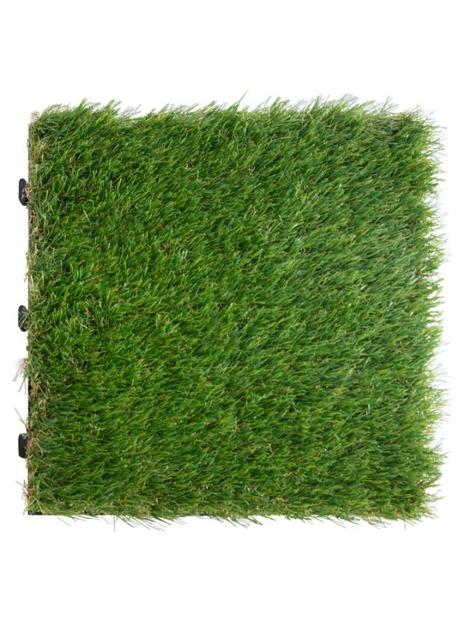طعم المنزل بلاط عشب صناعي متشابك - سجادات عشب صناعية قابلة للتركيب السريع، مقاس 30×30 سم، آمنة للحيوانات الأليفة والأطفال، ذاتية التصريف، عشب صناعي واقعي للفناء والشرفة والاستخدام الداخلي والخارجي. - Image 1