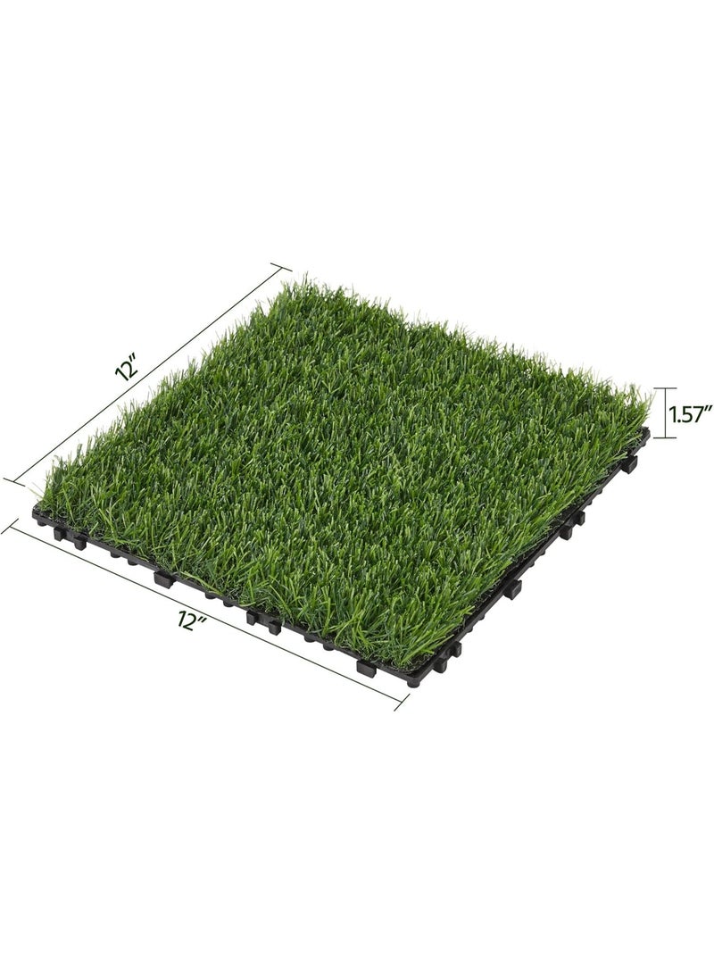 طعم المنزل بلاط عشب صناعي متشابك - سجادات عشب صناعية قابلة للتركيب السريع، مقاس 30×30 سم، آمنة للحيوانات الأليفة والأطفال، ذاتية التصريف، عشب صناعي واقعي للفناء والشرفة والاستخدام الداخلي والخارجي. - Image 2