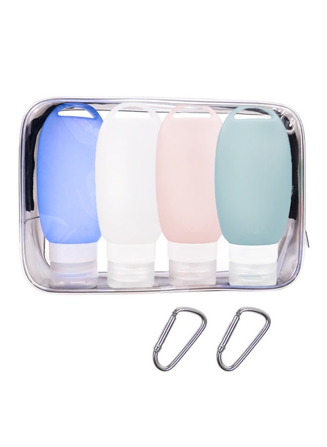 Portable Travel Bottles, 4pcs 90ml Silicone Squeeze Bottles for Shampoo Lotion and Soap, Leak Proof Refillable Silicone Toiletries Containers for Traveling Gym and Camping, BT15 (Multi) - Image 1