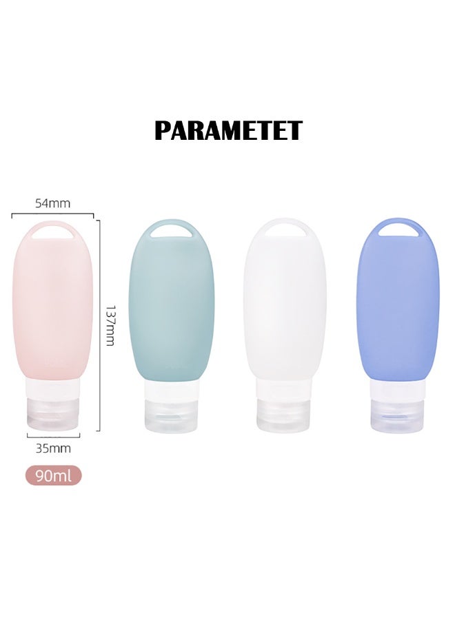 Portable Travel Bottles, 4pcs 90ml Silicone Squeeze Bottles for Shampoo Lotion and Soap, Leak Proof Refillable Silicone Toiletries Containers for Traveling Gym and Camping, BT15 (Multi) - Image 2