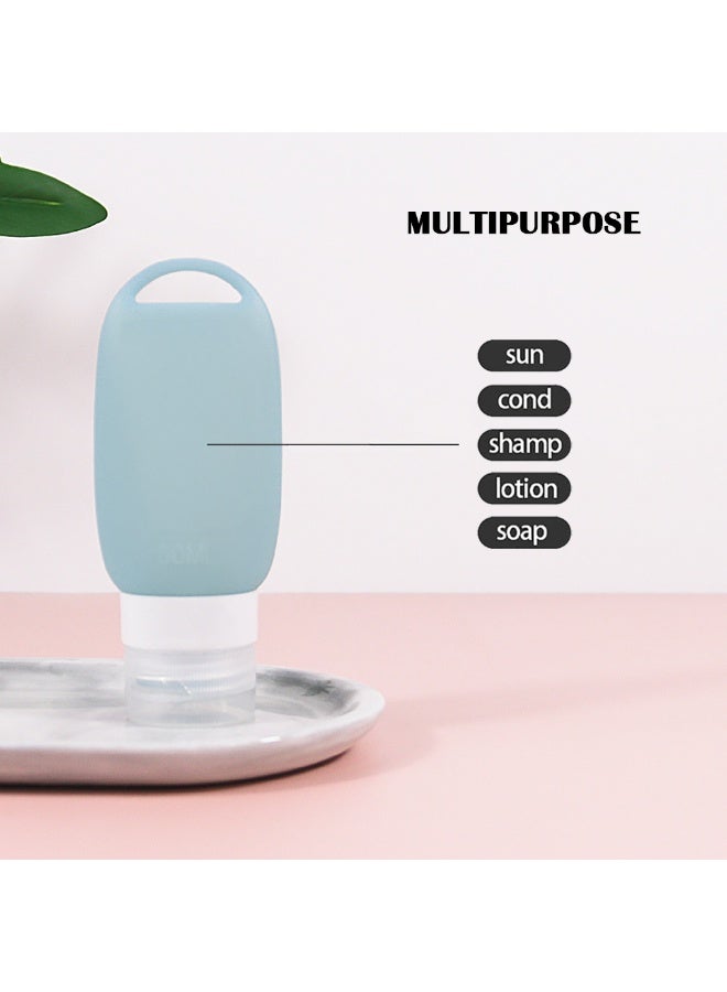 Portable Travel Bottles, 4pcs 90ml Silicone Squeeze Bottles for Shampoo Lotion and Soap, Leak Proof Refillable Silicone Toiletries Containers for Traveling Gym and Camping, BT15 (Multi) - Image 4