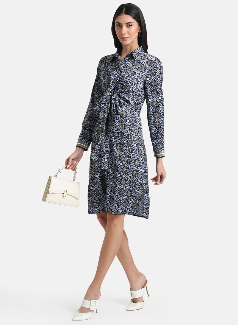 Kazo Tie-Knot Printed Shirt Dress  - Image 4