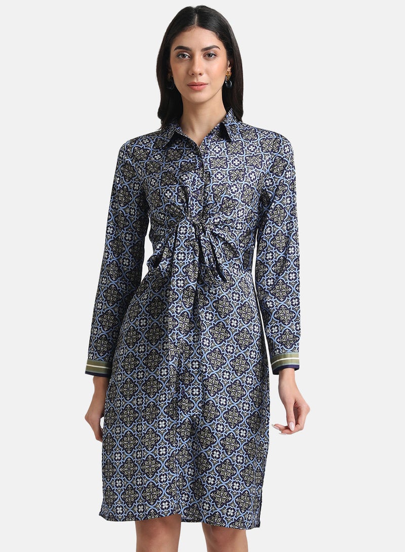 Kazo Tie-Knot Printed Shirt Dress  - Image 1