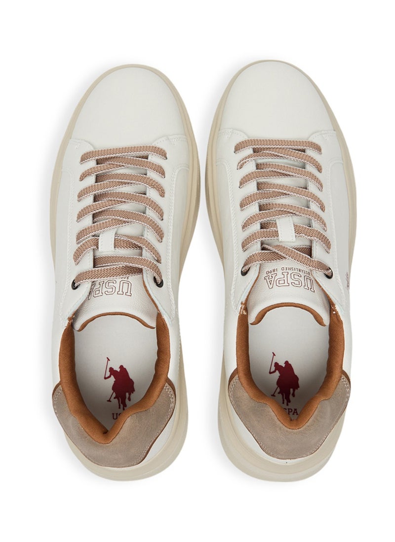 U.S. Polo Assn. Men's White Low-Top Sneakers with Beige Accents - Lightweight Modern Style with Lace-Up Design and Comfort Cushioned Sole for Everyday Wear  - Image 5