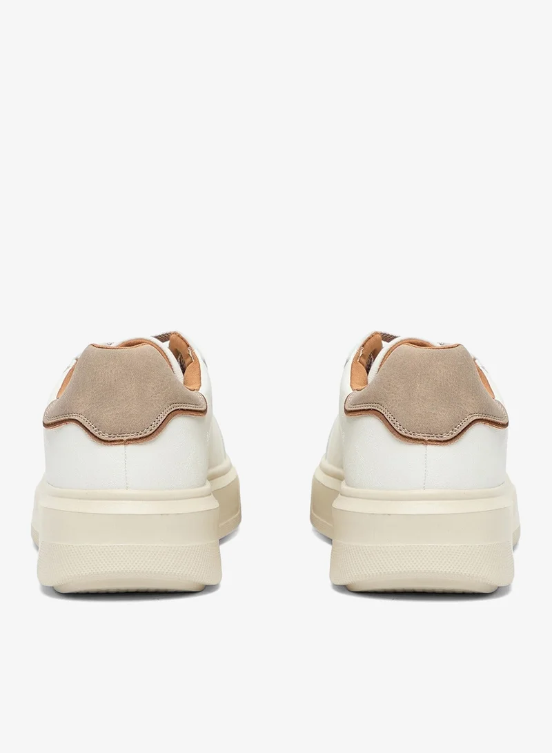 U.S. Polo Assn. white Men's White Low-Top Sneakers with Beige Accents - Lightweight Shoes Modern Style with Lace-Up Design Shoes and Comfort Cushioned Sole for Everyday Wear for Men | Best Price UAE