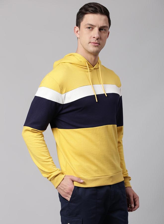 Dennis Lingo Men's Ochre Cotton Blend Solid Pattern Regular Fit Sweatshirt - Image 3