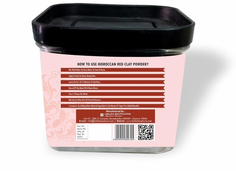 Heilen Biopharm Heilen Biopharm Moroccan Rhassoul Clay Powder For Skin Care 100 g Pack of 1  - Image 3