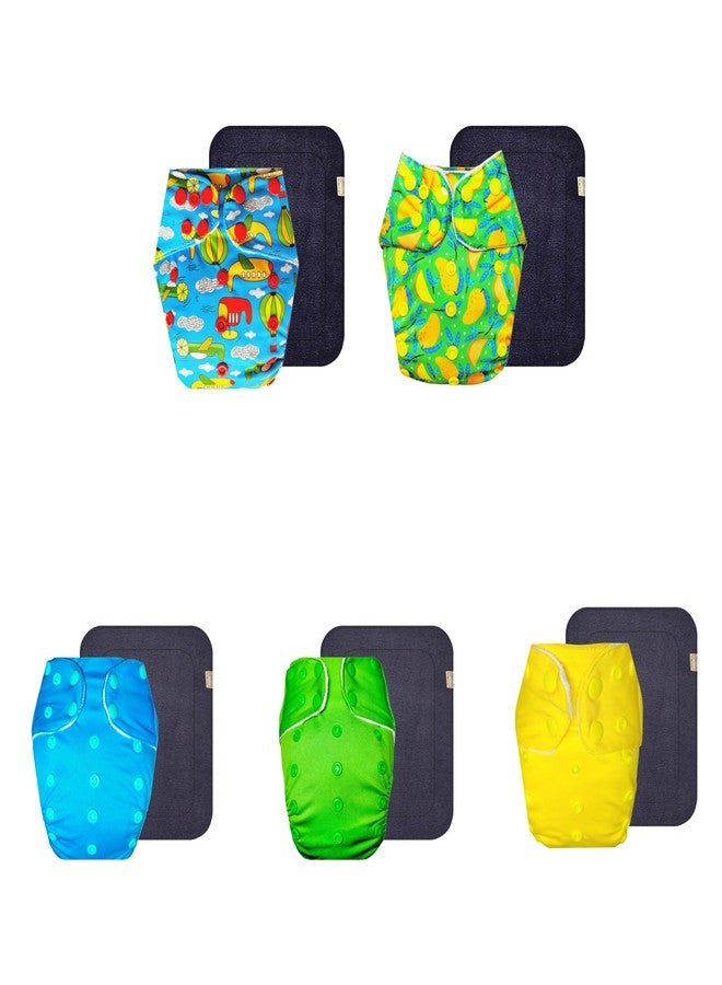 Dumbledo Premium Cloth Diaper with Gray Insert (Pack of 5) | Soft & Gentle | Leakproof | Quick Dry | Ideal for Toddlers | 3 Months - 3 Years | Unisex Baby - Image 1