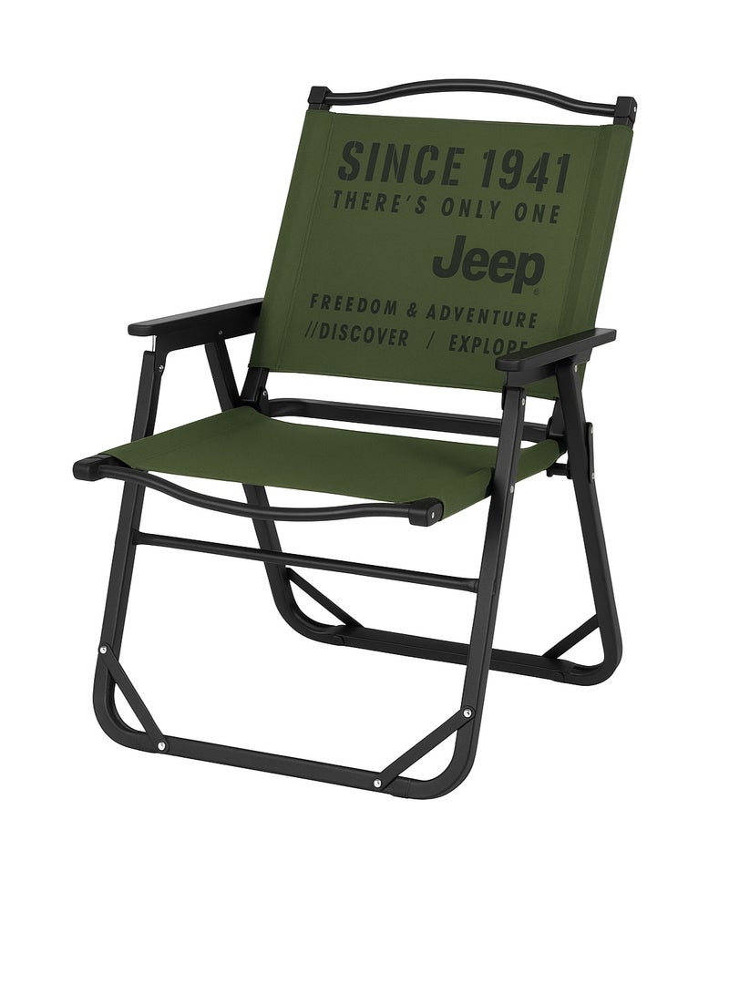جيب كرسي تخييم عسكري أخضر قابل للطي مع مساند للذراعين - مقعد محمول متين للاستخدام الخارجي للمغامرات - Image 1