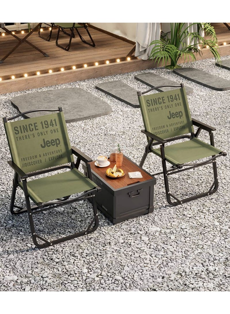 جيب كرسي تخييم عسكري أخضر قابل للطي مع مساند للذراعين - مقعد محمول متين للاستخدام الخارجي للمغامرات - Image 3