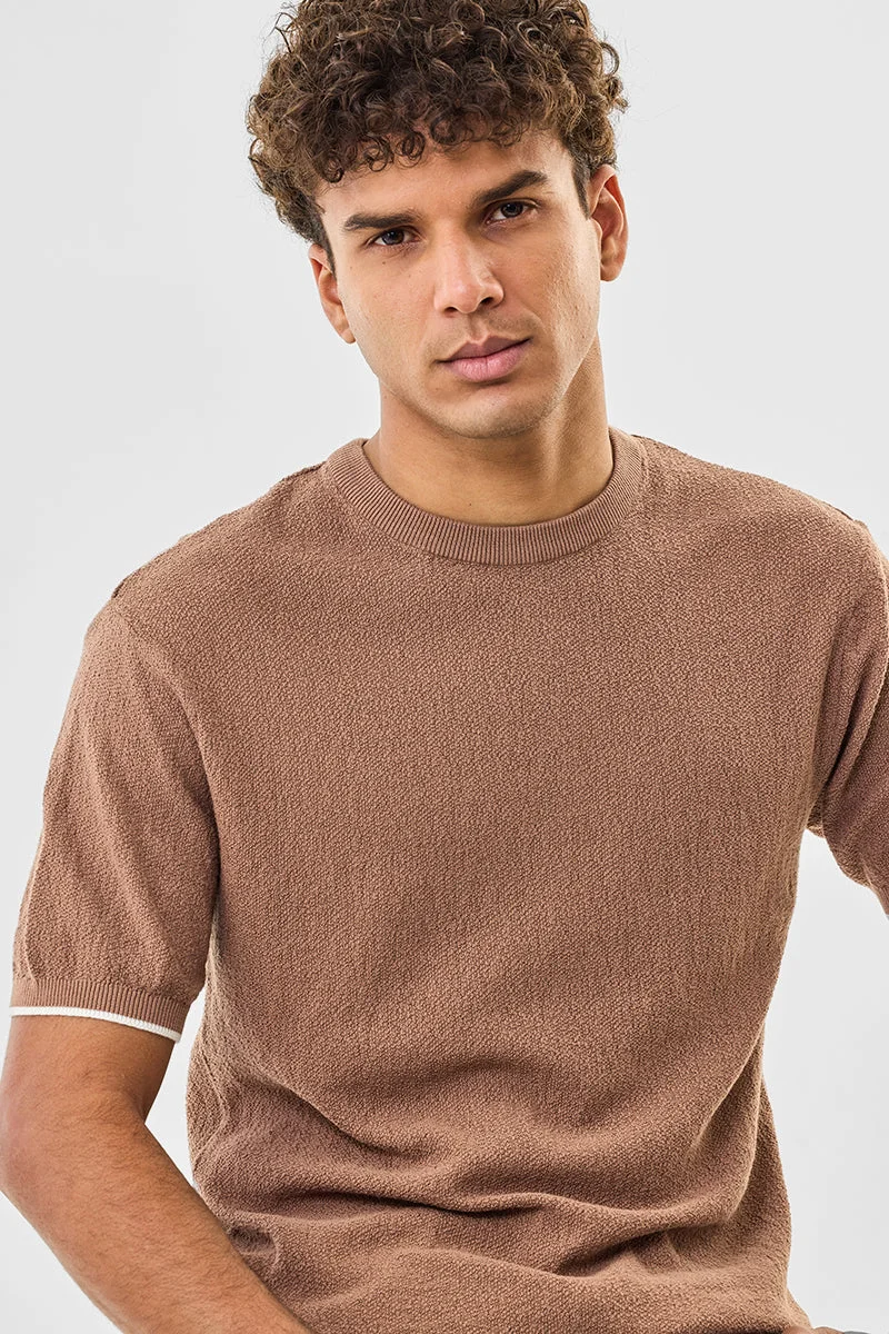 Snitch Brown Core Lab 100% Cotton Regular Fit T-Shirt for Men | Best Price UAE
