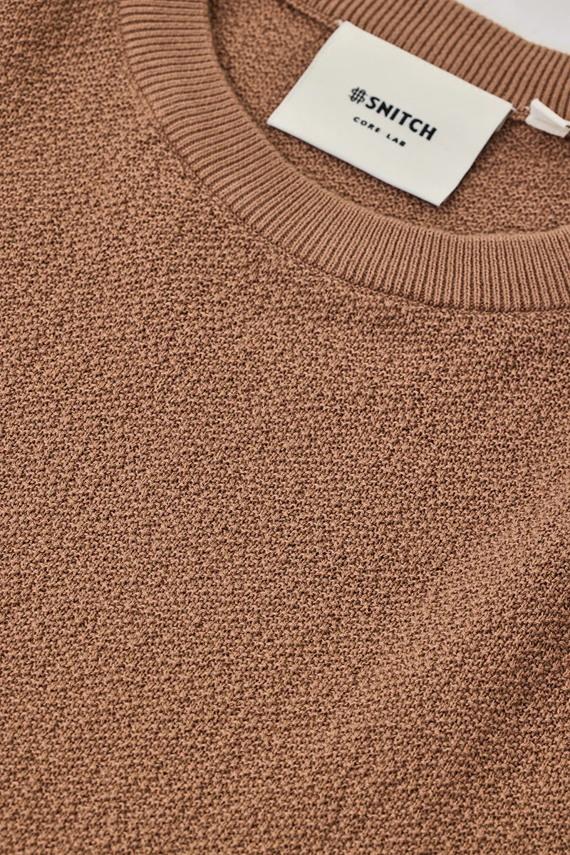 Snitch Brown Core Lab 100% Cotton Regular Fit T-Shirt for Men | Best Price UAE
