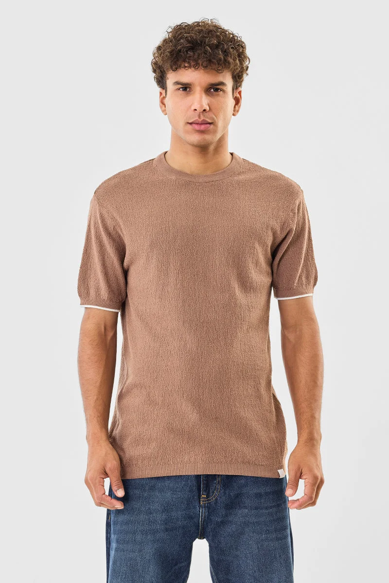 Snitch Brown Core Lab 100% Cotton Regular Fit T-Shirt for Men | Best Price UAE