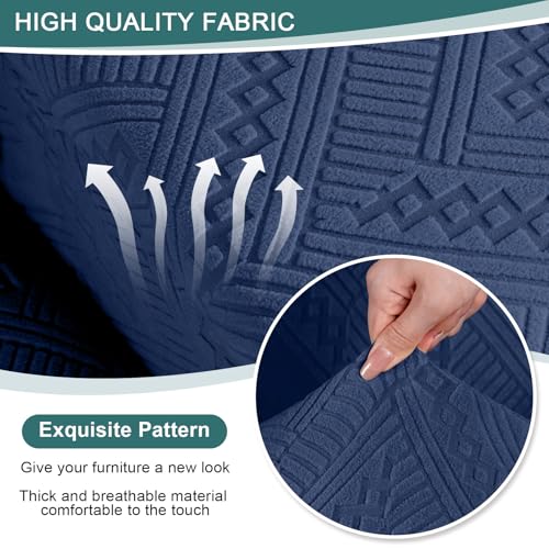 Ruaozz Recliner Sofa Covers Recliner Chair Covers Couch Covers for Reclining Couches with Pockets Washable Furniture Protector with Elastic Bottom (3 Seater, Dark Blue) - Image 3