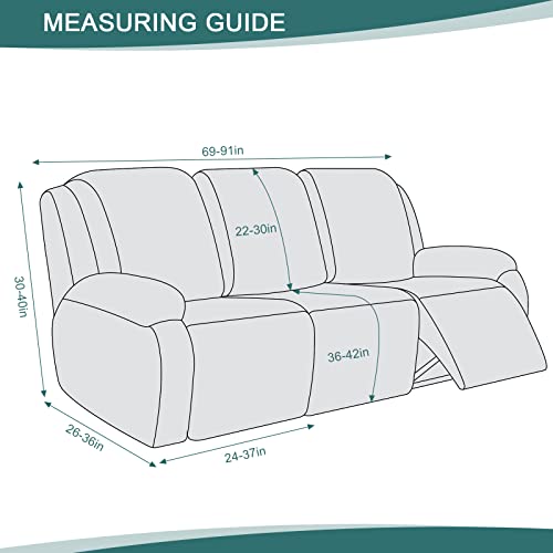 Ruaozz Recliner Sofa Covers Recliner Chair Covers Couch Covers for Reclining Couches with Pockets Washable Furniture Protector with Elastic Bottom (3 Seater, Dark Blue) - Image 2