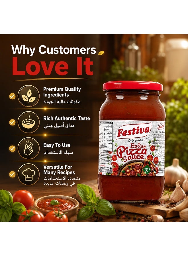 Festiva Pizza Sauce 410g - Rich Tomato Cooking Sauce for Pizza, Pasta, Sandwiches and Snacks - Dip and Spread - Image 4
