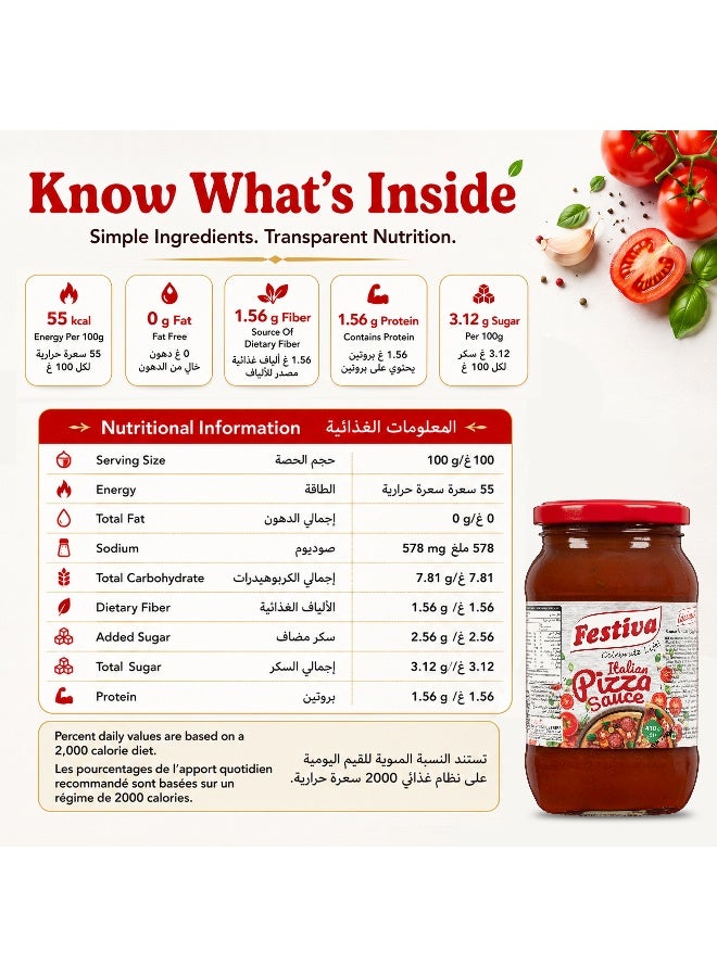 Festiva Pizza Sauce 410g - Rich Tomato Cooking Sauce for Pizza, Pasta, Sandwiches and Snacks - Dip and Spread - Image 1